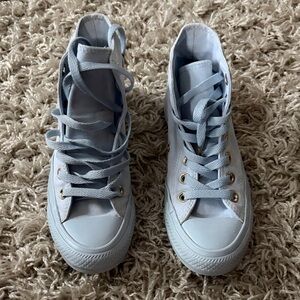 Converse Sky Blue High-Tops with Gold Accents